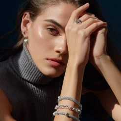 Three Station Pyramid Caviar Bracelet | 6mm