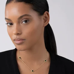 Three Station Round Onyx Necklace