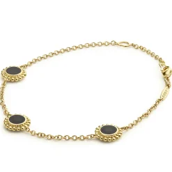 Three Station Round Onyx Bracelet