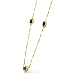Three Station Round Onyx Necklace