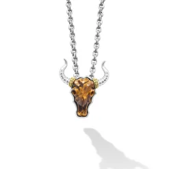 Tiger Iron Long Horn Pendant