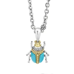 Turquoise Beetle Diamond Pendant Necklace
