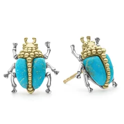 Turquoise Beetle Stud Earrings