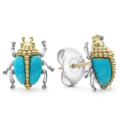 Turquoise Beetle Stud Earrings