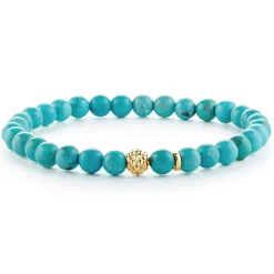 Turquoise Gold Station Bead Bracelet