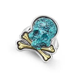 Turquoise Skull and Bones Statement Ring