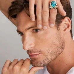 Turquoise Skull and Bones Statement Ring