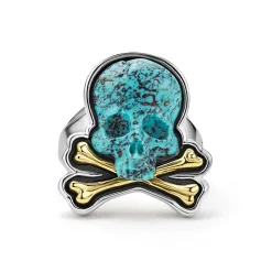 Turquoise Skull and Bones Statement Ring