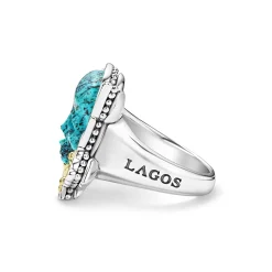 Turquoise Skull and Bones Statement Ring