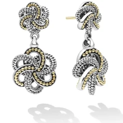 Two Tone Love Knot Drop Earrings