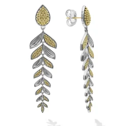Two Tone Tiered Leaf Earrings