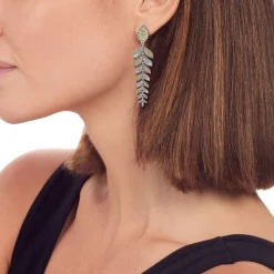 Two Tone Tiered Leaf Earrings