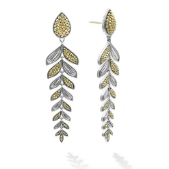 Two Tone Tiered Leaf Earrings