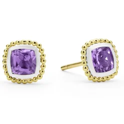 Two-Tone Amethyst Stud Earrings