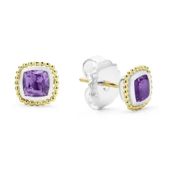 Two-Tone Amethyst Stud Earrings