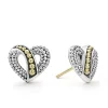 Two-Tone Beaded Heart Stud Earrings