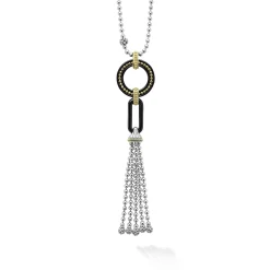 Two-Tone Black Ceramic Tassel Pendant Necklace