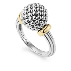 Two-Tone Caviar Ball Ring