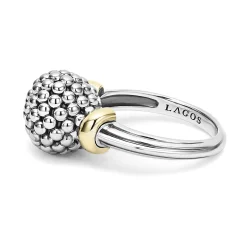 Two-Tone Caviar Ball Ring