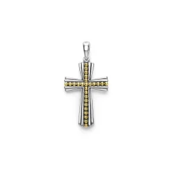 Two-Tone Caviar Beaded Cross Amulet