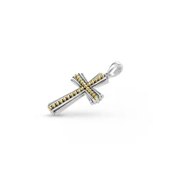 Two-Tone Caviar Beaded Cross Amulet