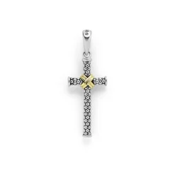 Two-Tone Caviar Beaded X Cross Amulet