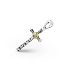 Two-Tone Caviar Beaded X Cross Amulet