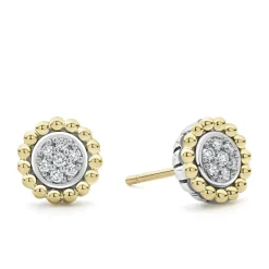 Two-Tone Caviar Diamond Stud Earrings