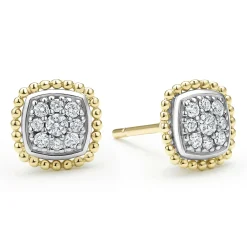 Two-Tone Caviar Diamond Stud Earrings