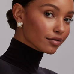 Two-Tone Caviar Diamond Stud Earrings