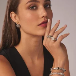 Two-Tone Caviar Front-Back Earrings