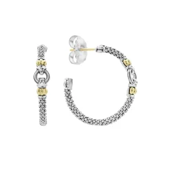 Two-Tone Caviar Hoop Earrings