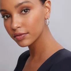 Two-Tone Caviar Hoop Earrings