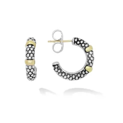 Two-Tone Caviar Huggie Earrings