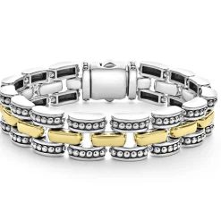 Two-Tone Caviar Link Bracelet