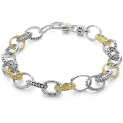Two-Tone Caviar Link Bracelet