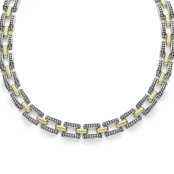 Two-Tone Caviar Link Necklace
