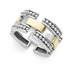 Two-Tone Caviar Link Ring