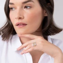 Two-Tone Caviar Link Ring