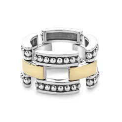 Two-Tone Caviar Link Ring