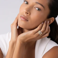 Two-Tone Caviar Link Ring