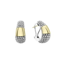 Two-Tone Caviar Omega Clip Earrings