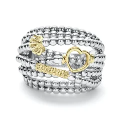 Two-Tone Caviar Statement Ring