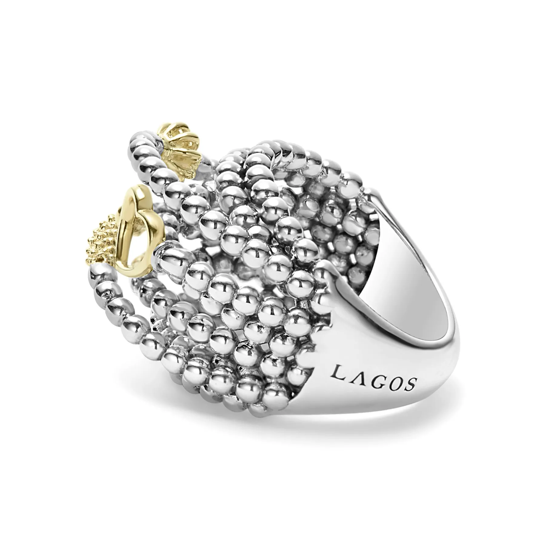 Two-Tone Caviar Statement Ring