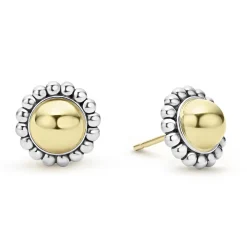 Two-Tone Caviar Stud Earrings