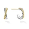 Two-Tone Caviar X Diamond Huggie Earrings