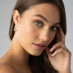 Two-Tone Caviar X Diamond Hoop Earrings