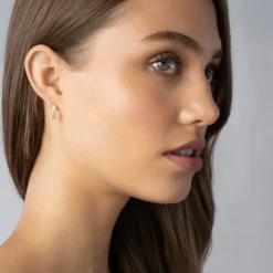 Two-Tone Caviar X Diamond Huggie Earrings