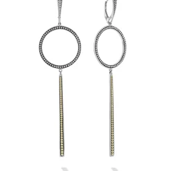 Two-Tone Circle Linear Drop Earrings