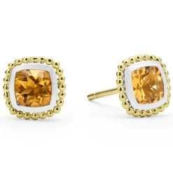 Two-Tone Citrine Stud Earrings